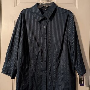 Apt. 9 Navy Blue Striped Button-Down Shirt